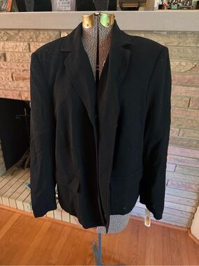 Talbots Women’s Black Open Front Blazer Jacket Size 14W Career Office